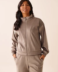 Velvet Zip-up Sweatshirt