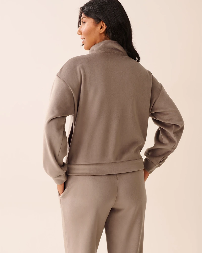 Velvet Zip-up Sweatshirt