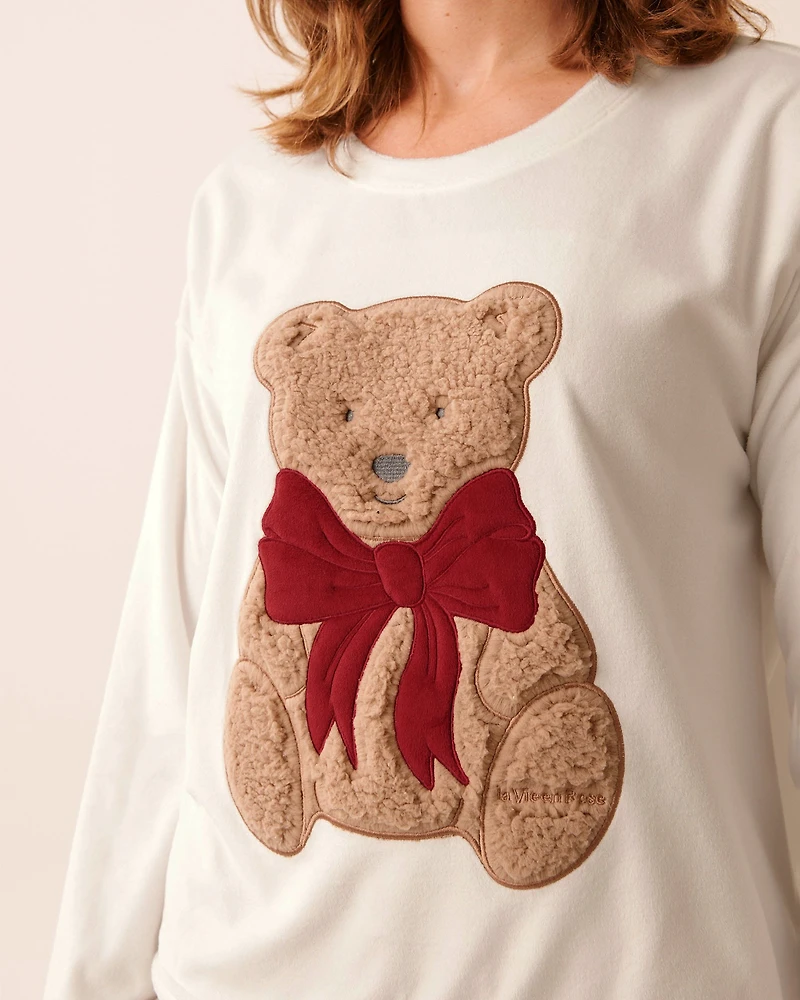 Chandail manches longues ourson en velours doux