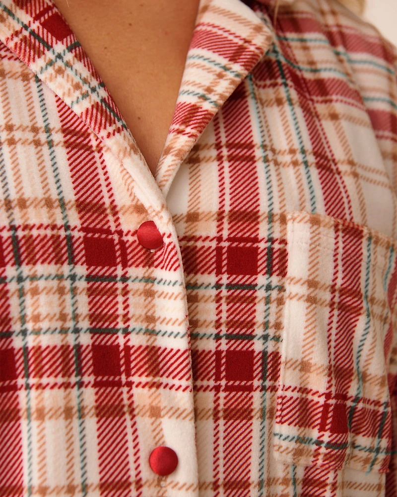Farm Friends Print Soft Velour Button-down Shirt