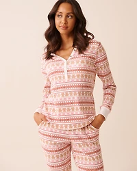 Sheep Print Waffle Knit Long Sleeve Shirt