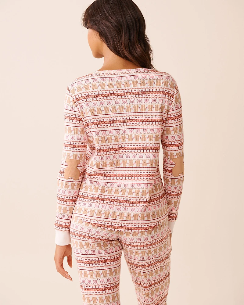 Sheep Print Waffle Knit Long Sleeve Shirt