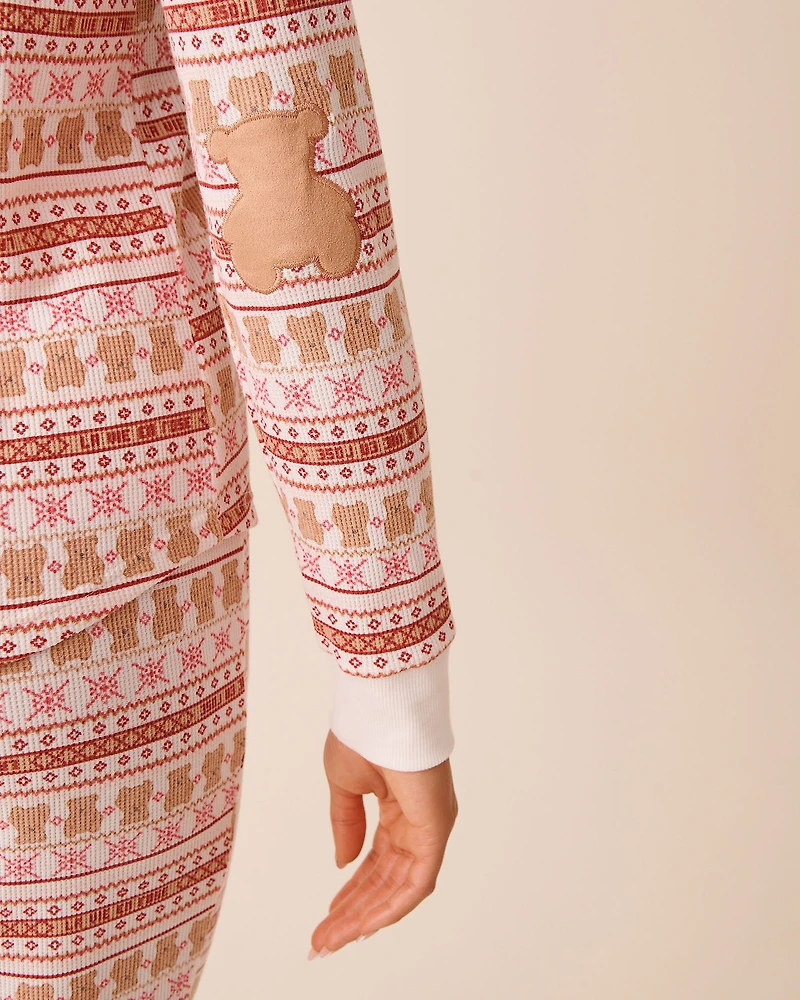 Sheep Print Waffle Knit Long Sleeve Shirt