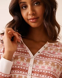 Sheep Print Waffle Knit Long Sleeve Shirt