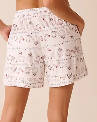 Short de pyjama en velours doux imprimé amis la ferme