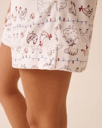 Short de pyjama en velours doux imprimé amis la ferme