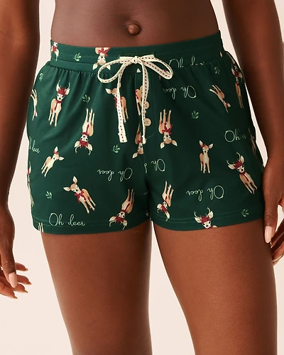 Deer Print Super Soft Pajama Shorts