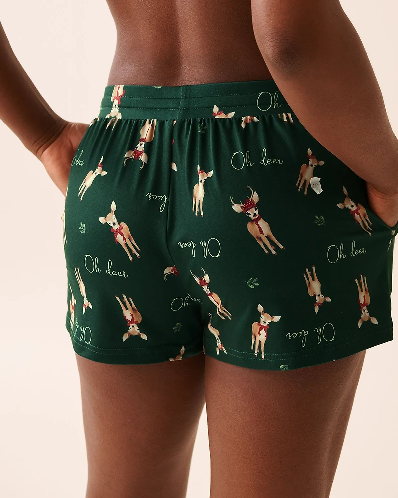 Deer Print Super Soft Pajama Shorts