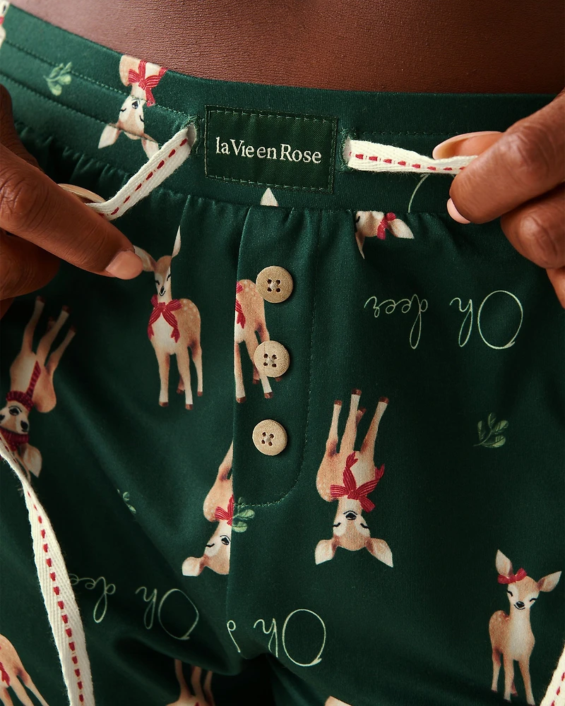 Deer Print Super Soft Pajama Shorts