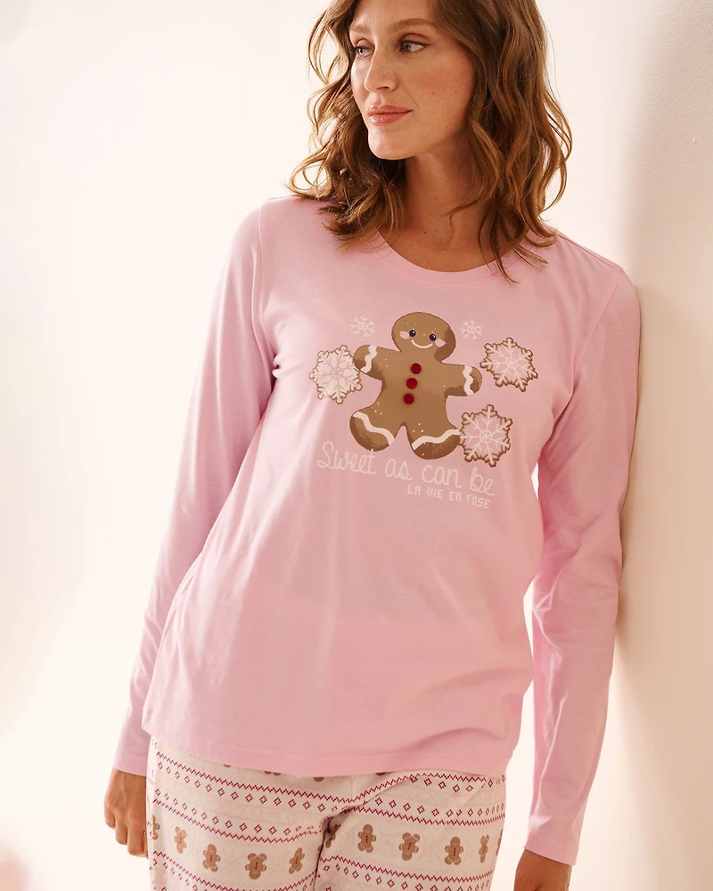 Gingerbread Print Cotton PJ Set