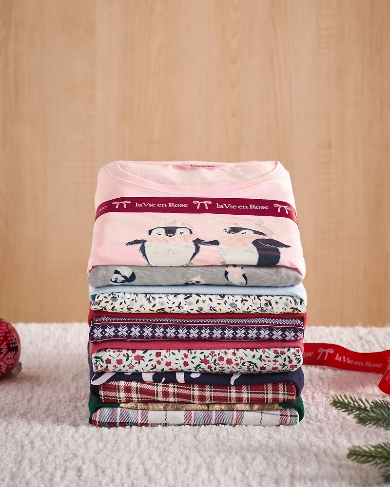 Ensemble pyjama manches longues imprimé pingouin