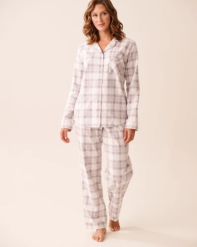 Grey Plaid Flannel PJ Set