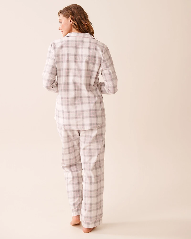 Grey Plaid Flannel PJ Set
