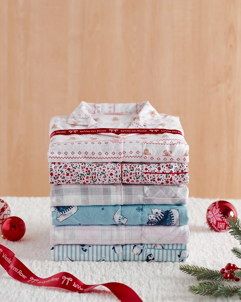 Ensemble pyjama en flanelle carreaux gris