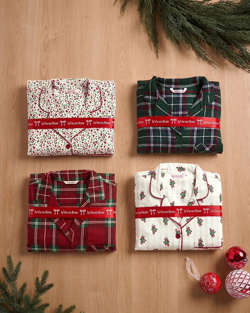 Ensemble pyjama en flanelle carreaux gris