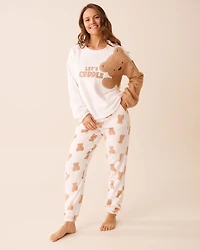 Ensemble pyjama en peluche douce imprimé ourson