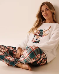 Ensemble pyjama en peluche douce imprimé cerf
