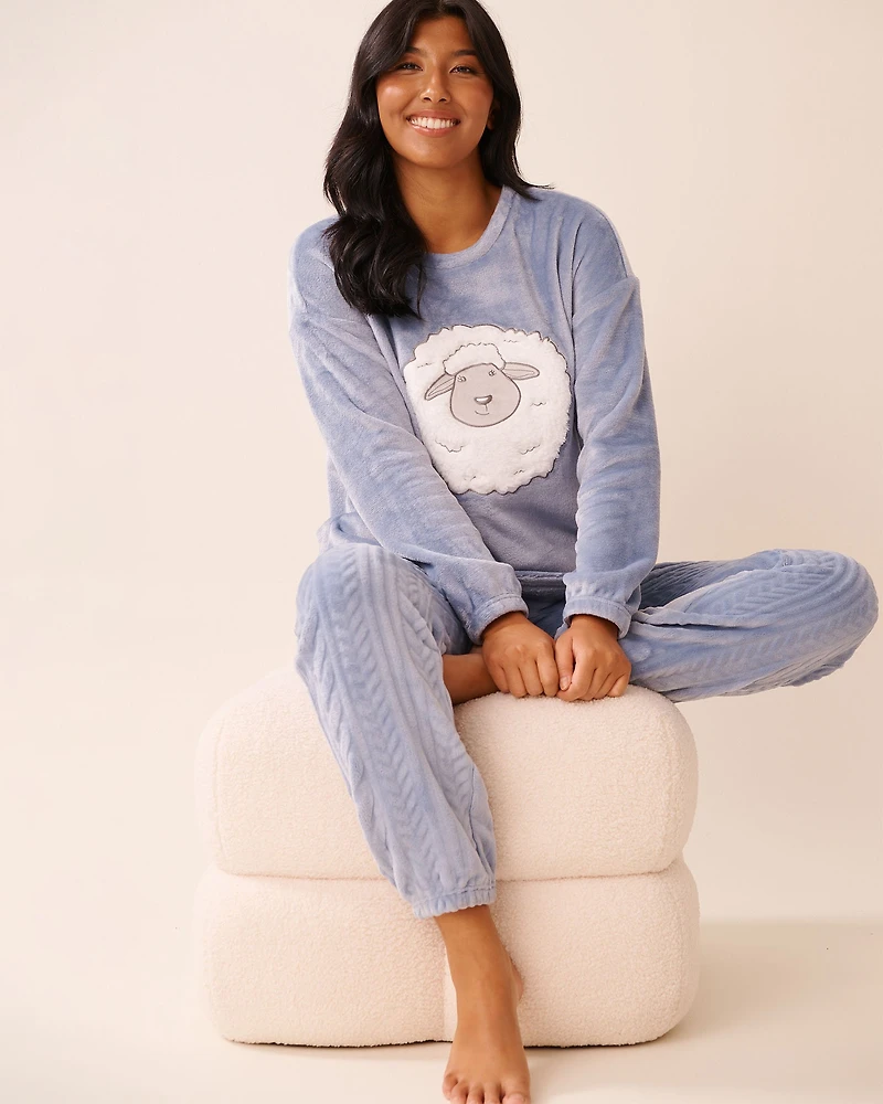 Deer Print Soft Plush PJ Set
