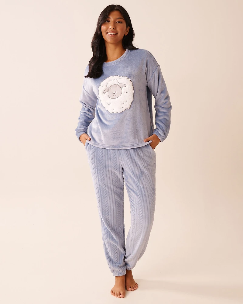 Deer Print Soft Plush PJ Set