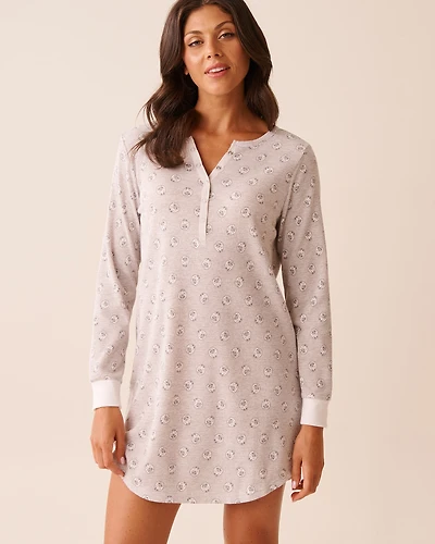 Chemise de nuit en tricot gaufré imprimé mouton
