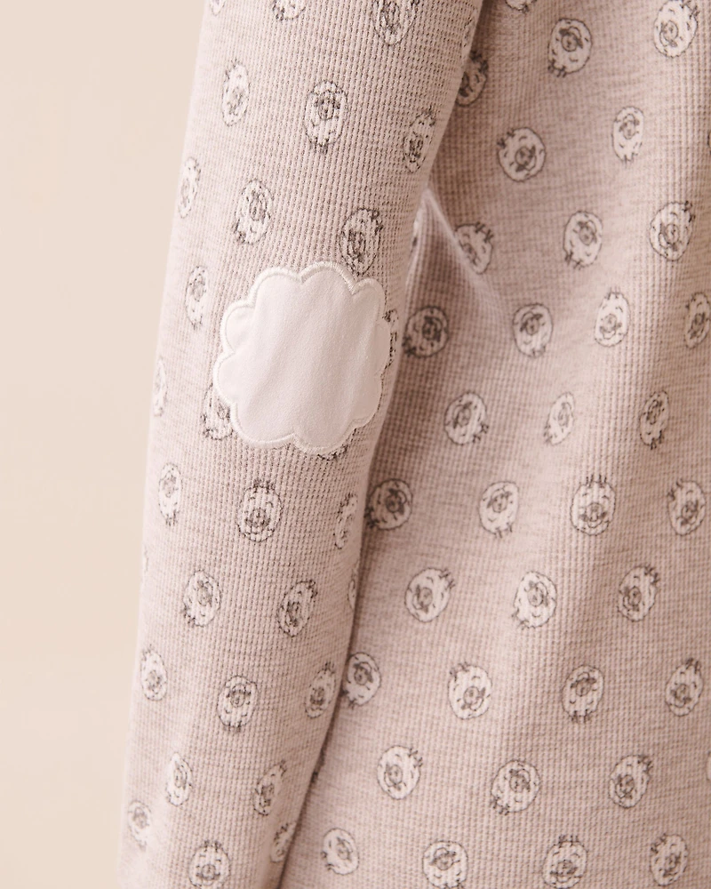 Chemise de nuit en tricot gaufré imprimé mouton