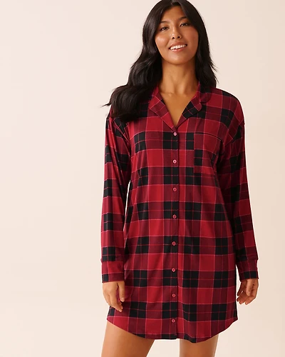 Buffalo Plaid Super Soft Button-down Sleepshirt