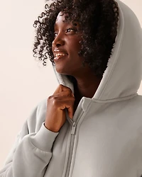 Robe de chambre à capuchon et fermeture éclair