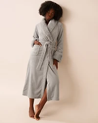 Faux Fur Collar Long Plush Robe