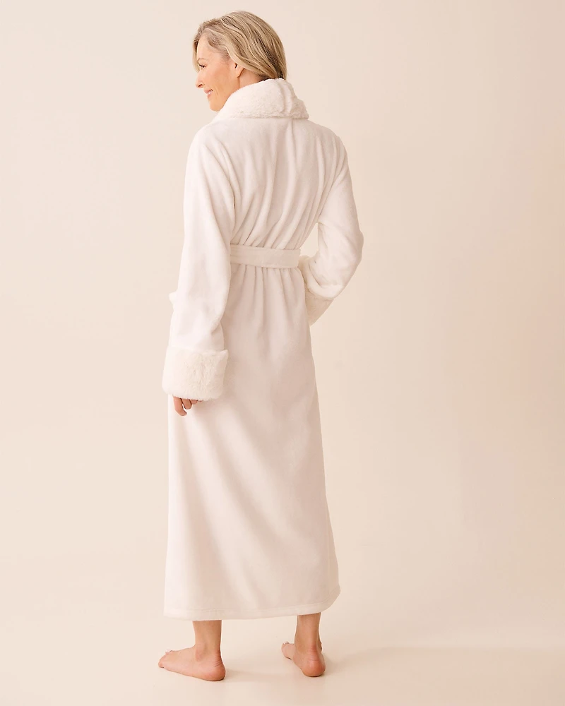 Robe de chambre en peluche avec col fausse fourrure