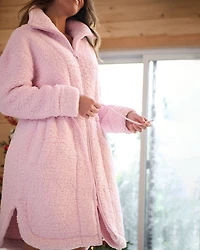 Zip-up Funnel Neck Sherpa Robe
