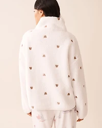 Teddy Bear Embroidered Sherpa Cardigan