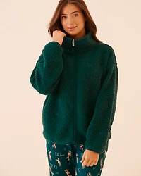 Teddy Bear Embroidered Sherpa Cardigan