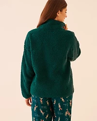 Teddy Bear Embroidered Sherpa Cardigan