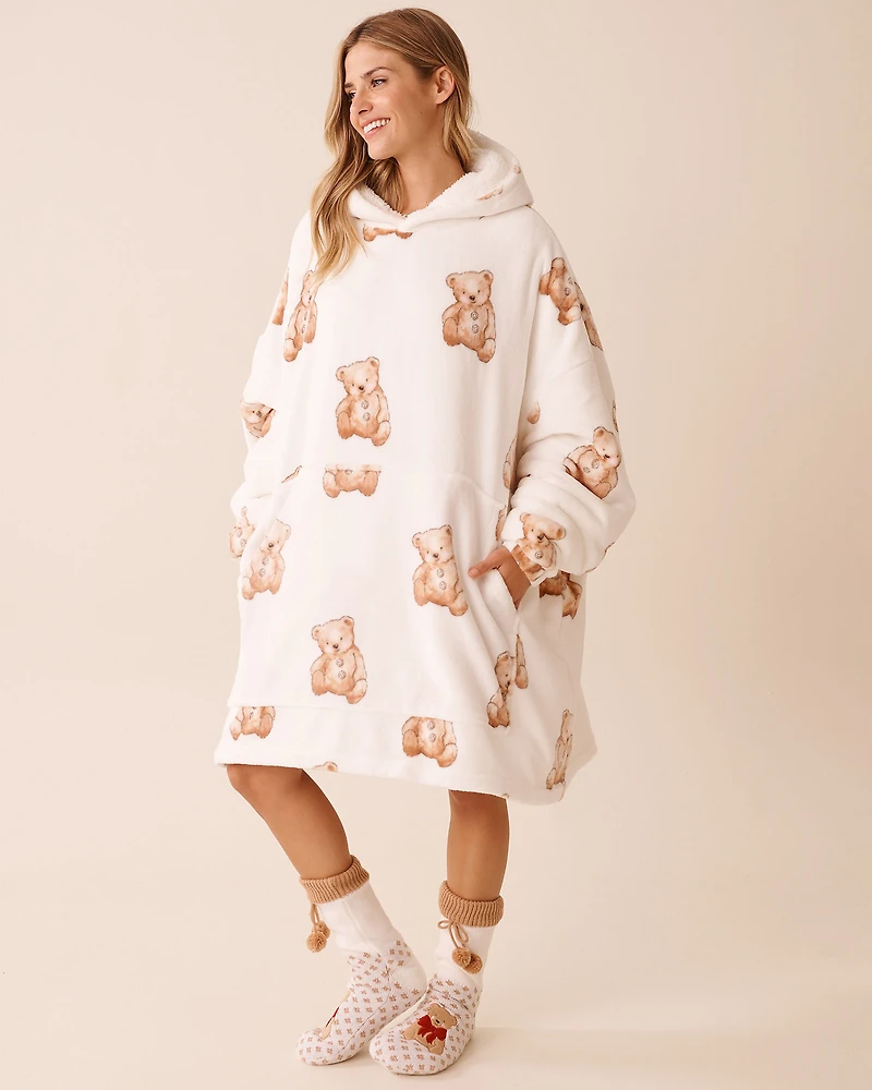 Long Knit and Sherpa Teddy Bear Socks