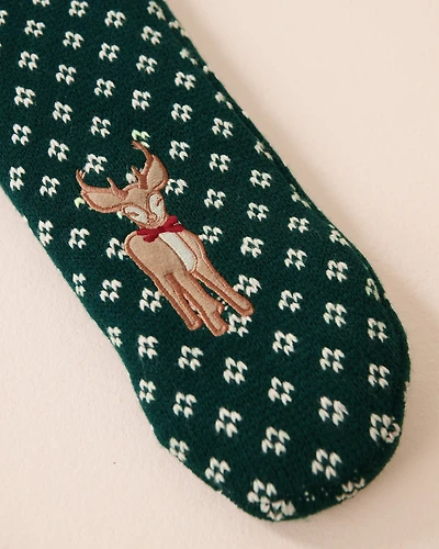 Long Knit and Sherpa Teddy Bear Socks