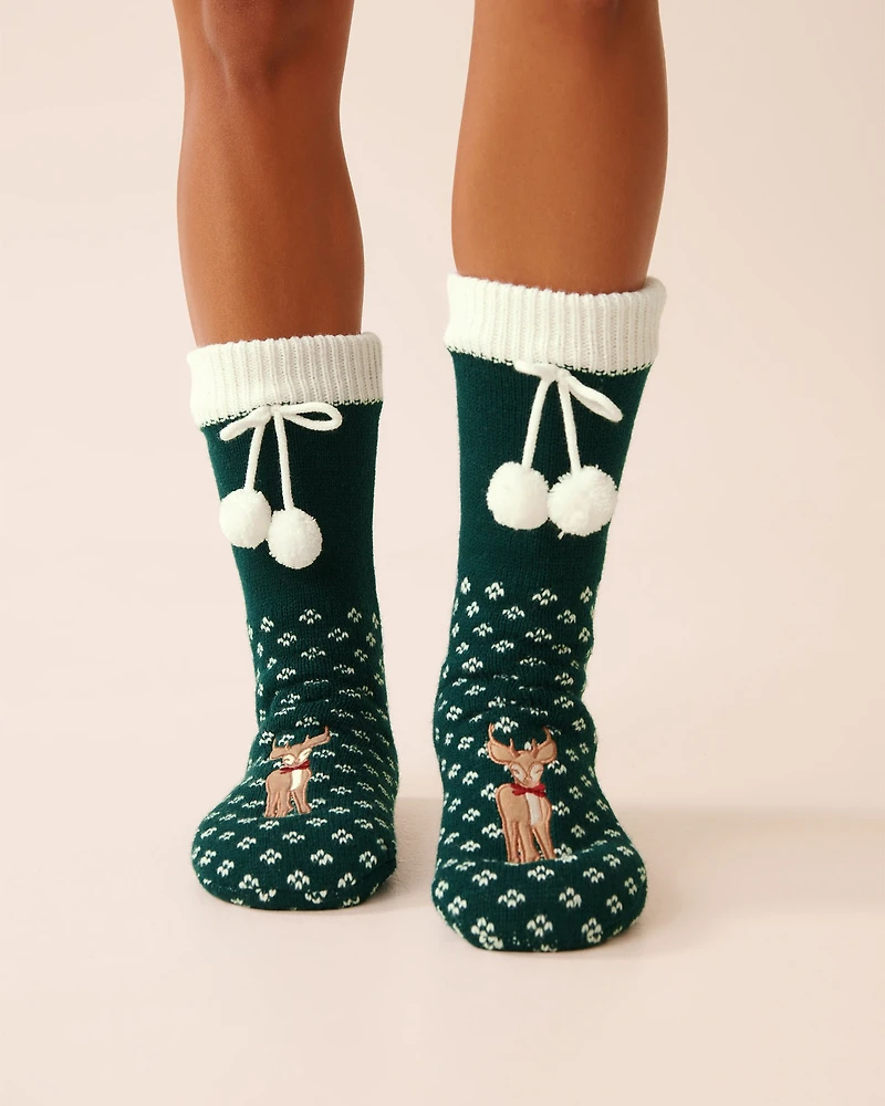 Long Knit and Sherpa Teddy Bear Socks