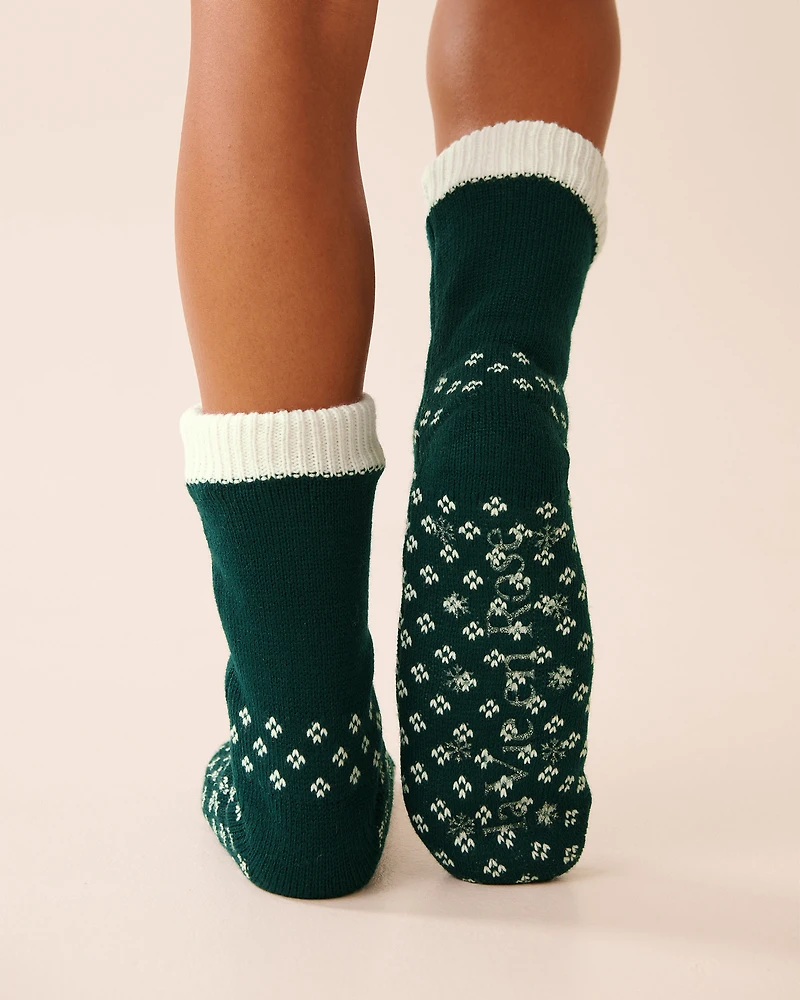 Long Knit and Sherpa Teddy Bear Socks
