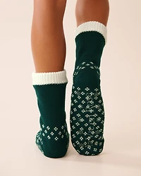 Long Knit and Sherpa Teddy Bear Socks