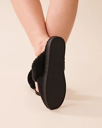 Cable Knit and Faux Fur Slippers