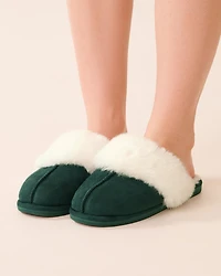 Faux Suede and Fur Slippers