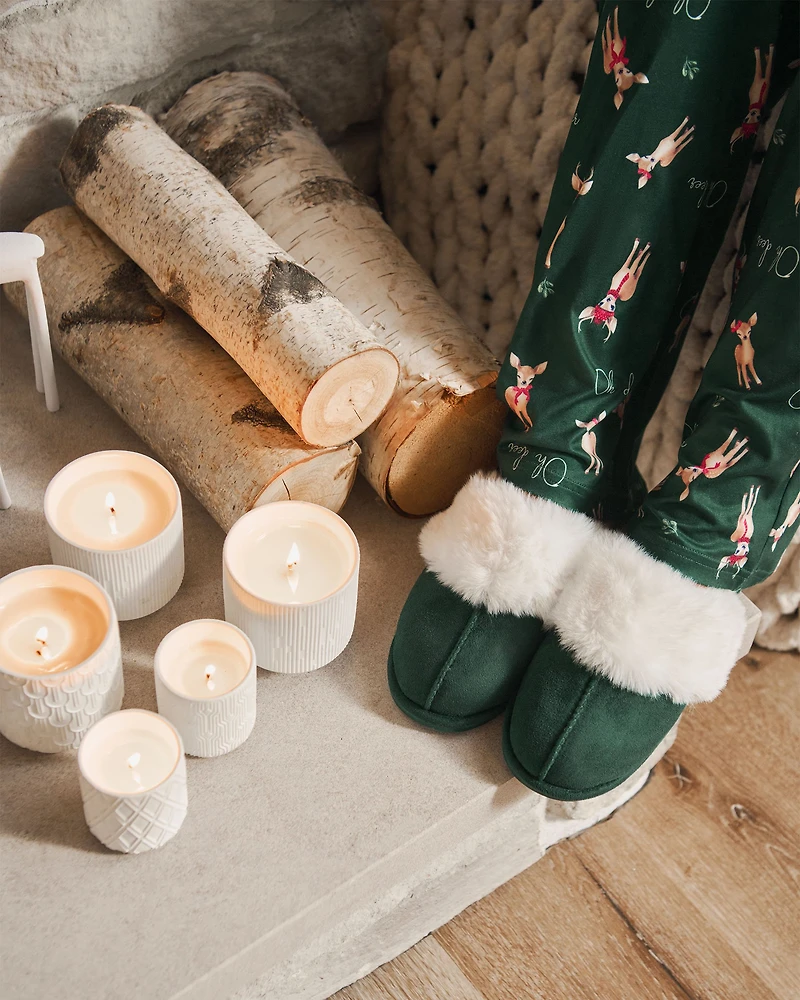 Faux Suede and Fur Slippers