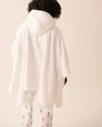 Cable Effect Soft Plush Hooded Cape