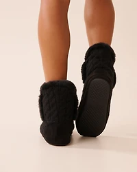 Pompom Knitted Bootie Slippers