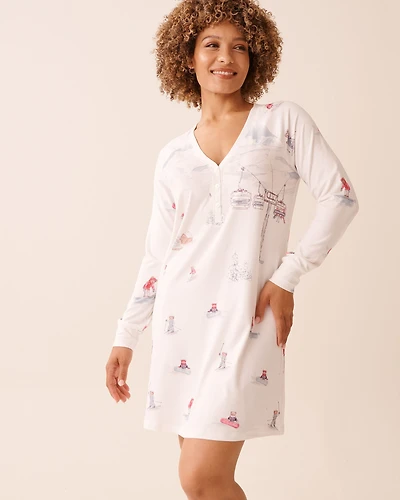 Chemise de nuit ultra douce imprimé après-ski
