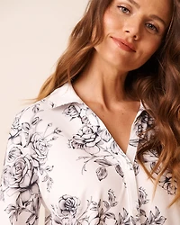 Black Rose Print Super Soft Button-down Shirt