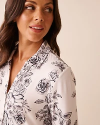 Chemise de nuit ultra douce imprimé roses noires