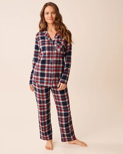 Blue Plaid Microfleece PJ Set