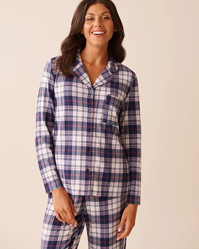 Blue Plaid Recycled Fibers Button-down Shirt