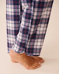Pantalon de pyjama en fibres recyclées carreaux bleus