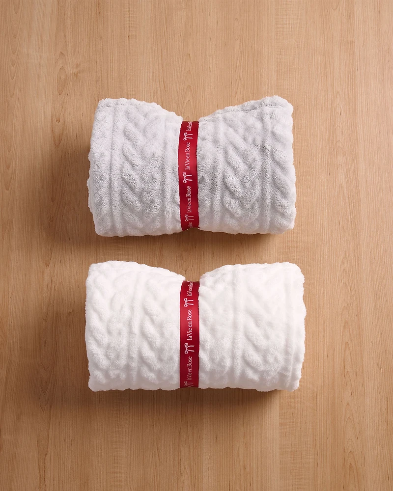 Couverture effet tricoté en peluche douce